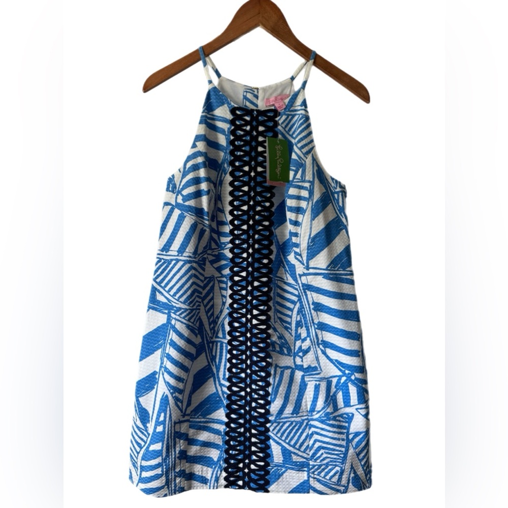 NWT Lilly Pulitzer Annabelle Bay Blue Yacht Sea Rope Lace Shift Dress sz 6